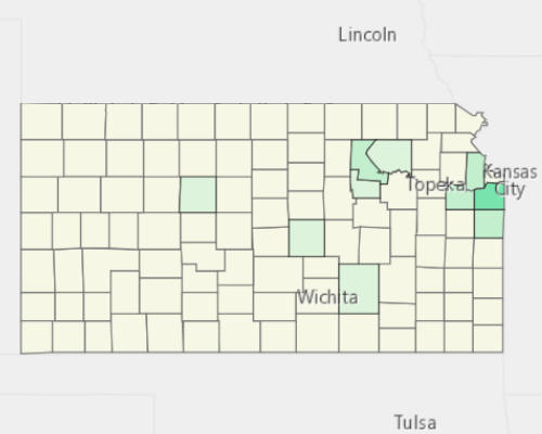Map illustrating home values in Kansas