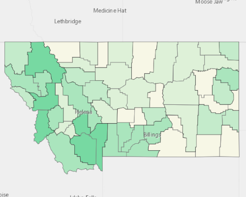 Map illustrating home values in Montana