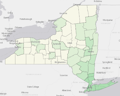 Map illustrating home values in New York